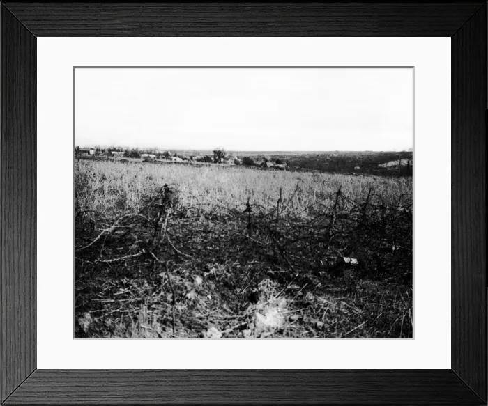 Framed Print : View of Combles from old German trench, WW1 Framed Print : View of Combles from old German trench, WW1