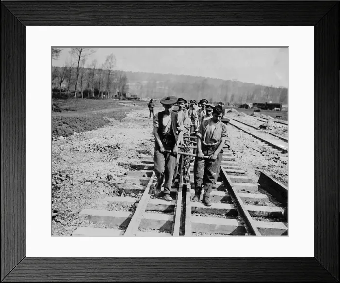 Framed Print : Railway construction in France, Western Front, WW1 Framed Print : Railway construction in France, Western Front, WW1