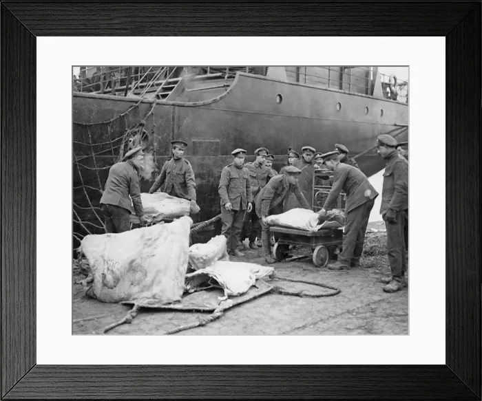 Framed Print : Weighing meat destined for Western Front, WW1 Framed Print : Weighing meat destined for Western Front, WW1
