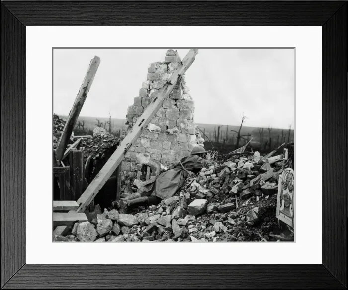 Framed Print : Scene at Longueval, France, Western Front, WW1 Framed Print : Scene at Longueval, France, Western Front, WW1