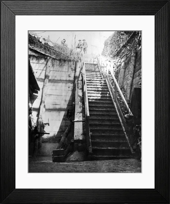 Framed Print : Entrance to captured German dugout, Western Front, WW1 Framed Print : Entrance to captured German dugout, Western Front, WW1