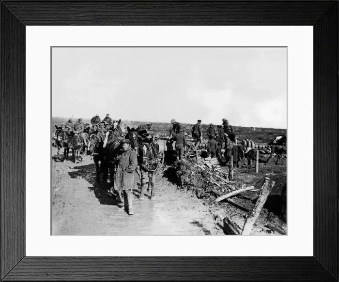 Framed Print : British soldiers unloading heavy ammunition, WW1 Framed Print : British soldiers unloading heavy ammunition, WW1