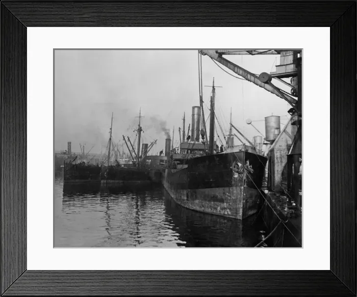 Framed Print : Food supply ships delivering to Western Front, WW1