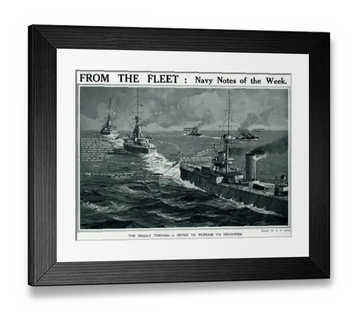 Framed Print : Destroyer at target practice by G. H. Davis Framed Print : Destroyer at target practice by G. H. Davis