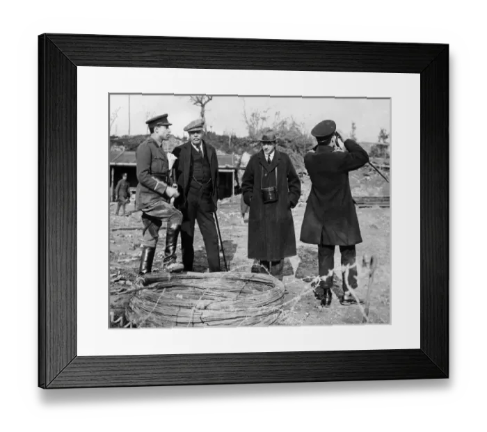 Framed Print : Mr Balfour on visit to captured village, Western Front, WW1 Framed Print : Mr Balfour on visit to captured village, Western Front, WW1