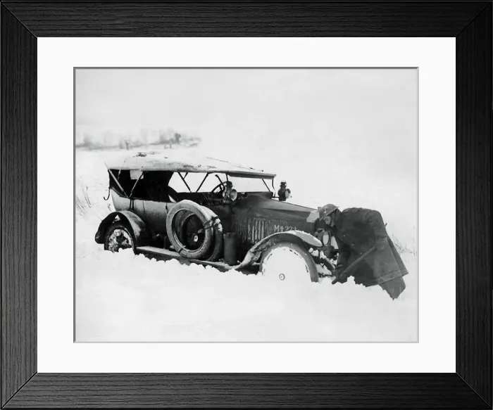Framed Print : Car snowed up in winter on Western Front, WW1 Framed Print : Car snowed up in winter on Western Front, WW1