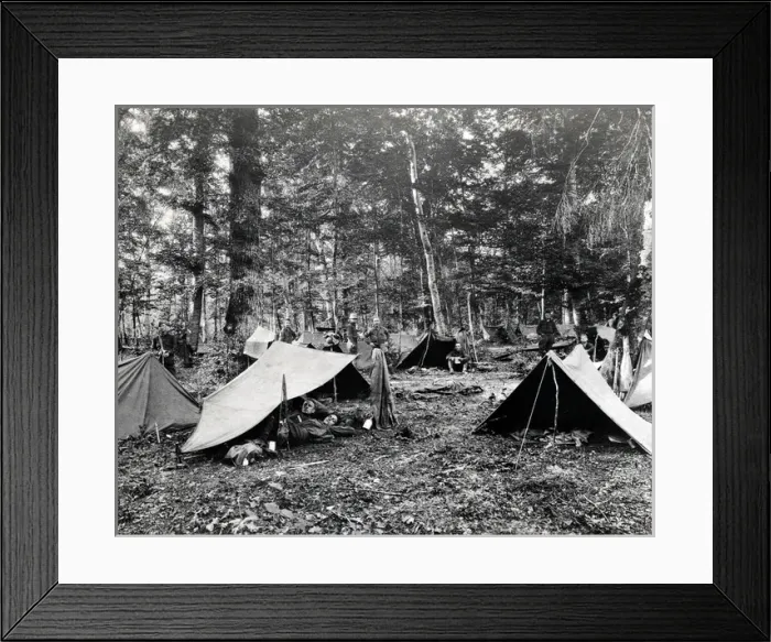 Framed Print : American troops camping in a wood, Western Front, WW1 Framed Print : American troops camping in a wood, Western Front, WW1