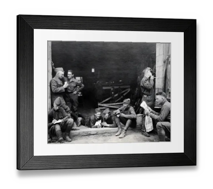 Framed Print : American soldiers relaxing, Western Front, WW1 Framed Print : American soldiers relaxing, Western Front, WW1