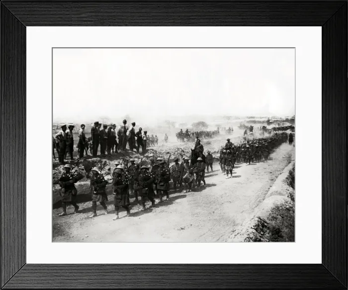Framed Print : Black Watch returning from trenches, Western Front, WW1 Framed Print : Black Watch returning from trenches, Western Front, WW1