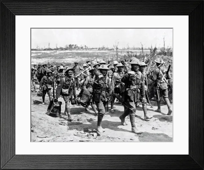 Framed Print : Australian machine gunners returning from trenches, WW1 Framed Print : Australian machine gunners returning from trenches, WW1