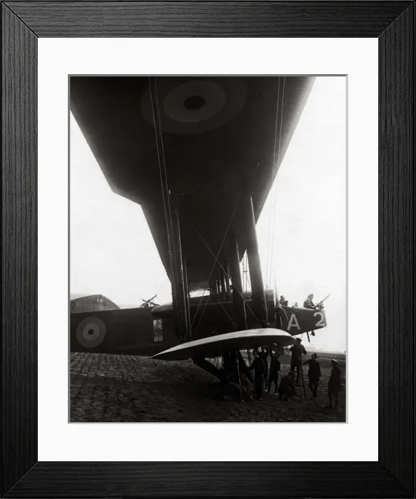 Framed Print : Large RAF aircraft setting off with bombs, WW1 Framed Print : Large RAF aircraft setting off with bombs, WW1
