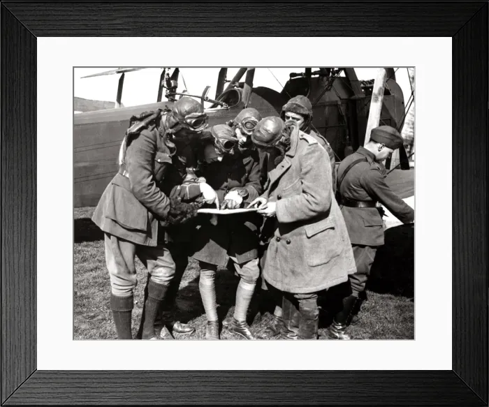 Framed Print : RAF personnel marking German positions, WW1 Framed Print : RAF personnel marking German positions, WW1