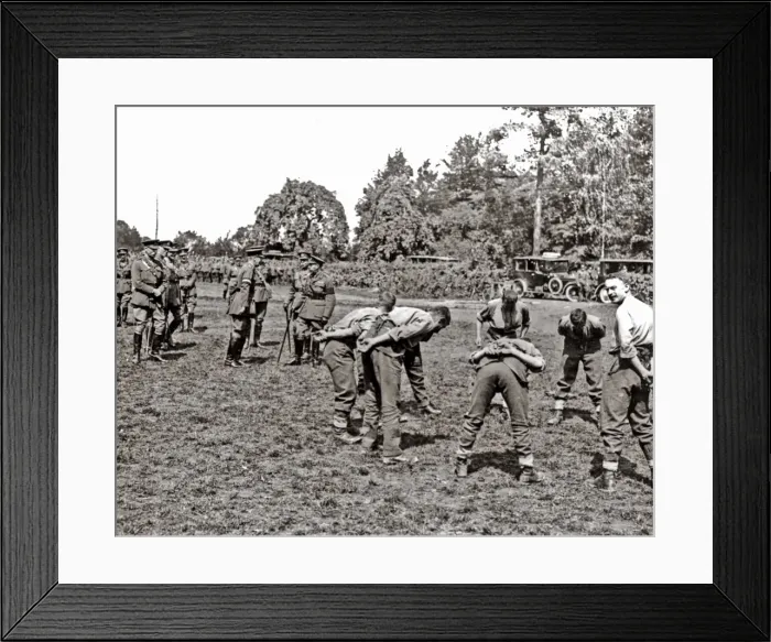 Framed Print : British troops relaxing and exercising, Western Front, WW1 Framed Print : British troops relaxing and exercising, Western Front, WW1