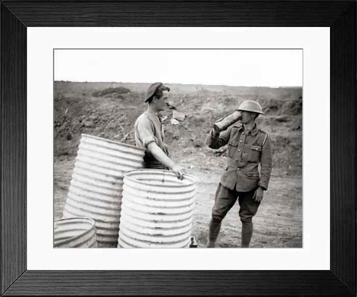 Framed Print : Shell case used as drinking vessel, Western Front, WW1 Framed Print : Shell case used as drinking vessel, Western Front, WW1