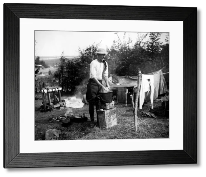 Framed Print : British soldier washing clothes, Western Front, WW1 Framed Print : British soldier washing clothes, Western Front, WW1