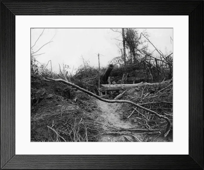 Framed Print : Abandoned German howitzer, Western Front, WW1 Framed Print : Abandoned German howitzer, Western Front, WW1