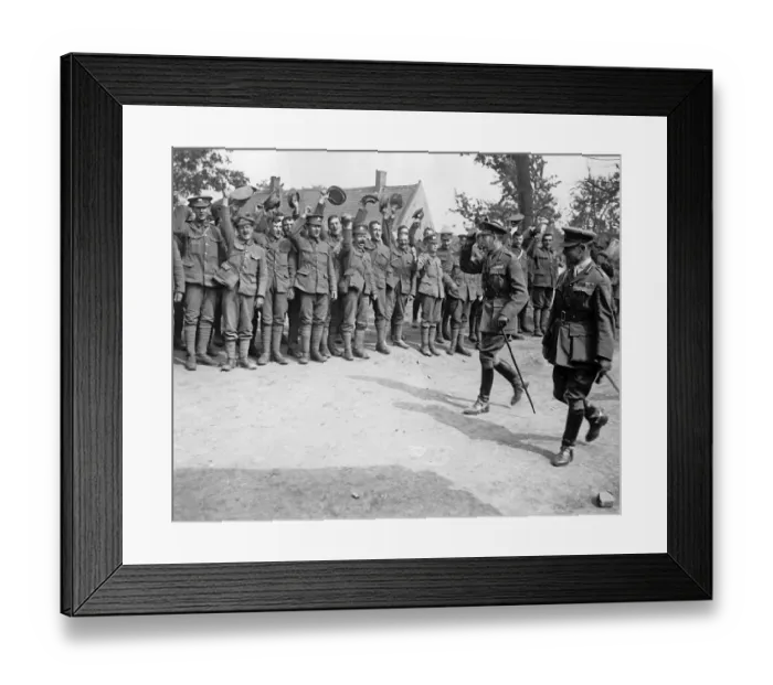 Framed Print : King George V meeting troops, Western Front, WW1 Framed Print : King George V meeting troops, Western Front, WW1