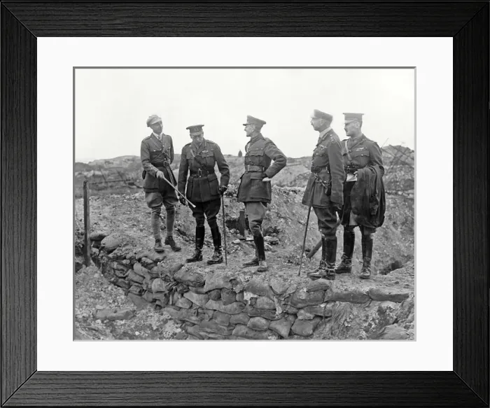 Framed Print : King George V touring battlefield, Western Front, WW1 Framed Print : King George V touring battlefield, Western Front, WW1