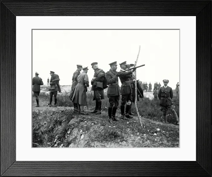 Framed Print : King George V touring battlefield, Western Front, WW1 Framed Print : King George V touring battlefield, Western Front, WW1