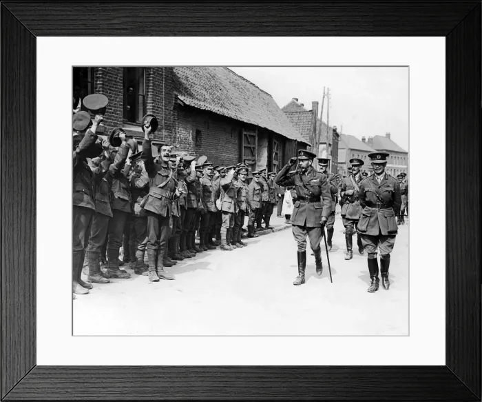 Framed Print : King George V with troops, Western Front, WW1 Framed Print : King George V with troops, Western Front, WW1