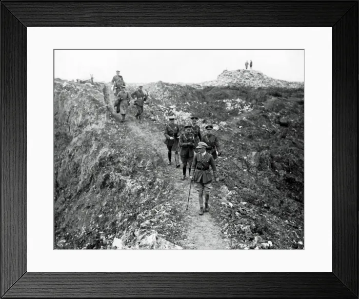 Framed Print : King George V touring battlefield, Western Front, WW1 Framed Print : King George V touring battlefield, Western Front, WW1