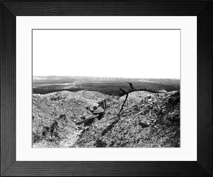 Framed Print : Old German trench near Pozieres, Western Front, WW1 Framed Print : Old German trench near Pozieres, Western Front, WW1