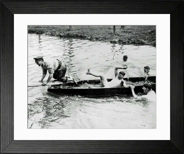 Framed Print : British soldiers having fun in a boat, WW1 Framed Print : British soldiers having fun in a boat, WW1