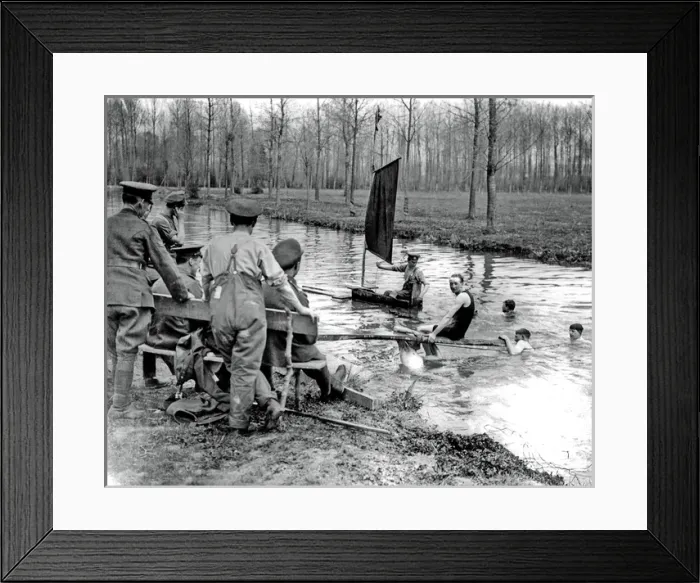 Framed Print : British soldiers boating during rest break, WW1 Framed Print : British soldiers boating during rest break, WW1