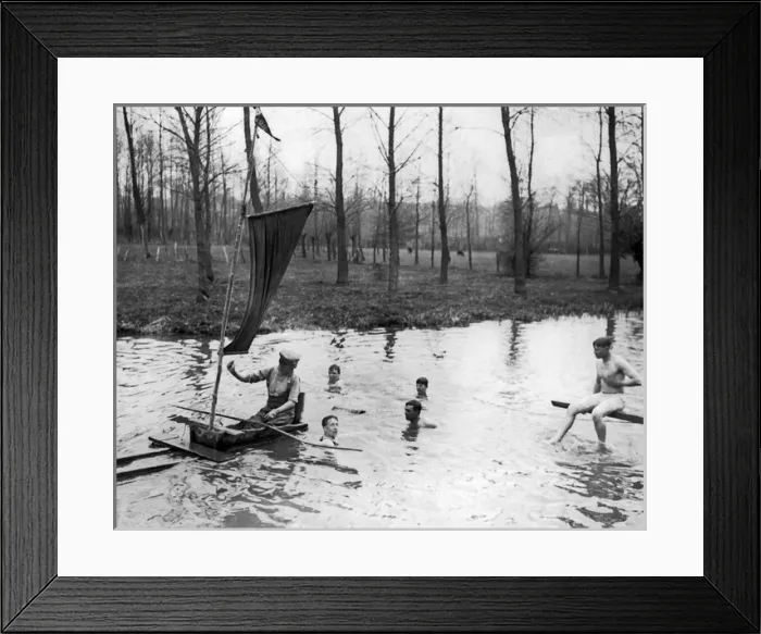 Framed Print : British soldiers boating during rest break, WW1 Framed Print : British soldiers boating during rest break, WW1