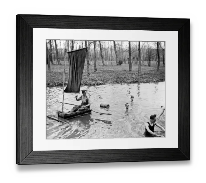 Framed Print : British soldiers boating during rest break, WW1 Framed Print : British soldiers boating during rest break, WW1