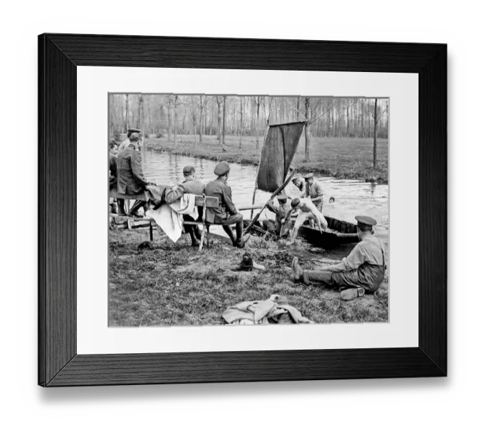 Framed Print : British soldiers boating during rest break, WW1 Framed Print : British soldiers boating during rest break, WW1