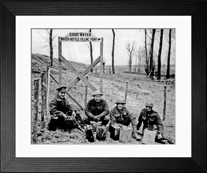 Framed Print : British soldiers with cans of water, Western Front, WW1 Framed Print : British soldiers with cans of water, Western Front, WW1