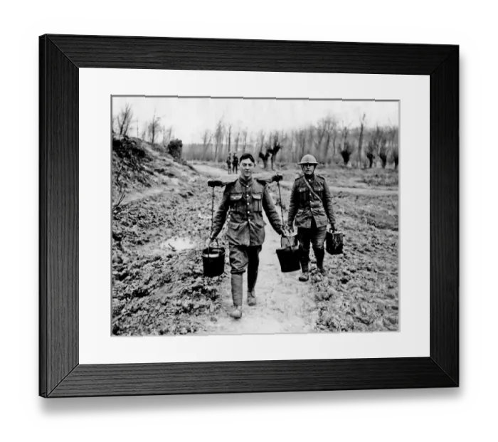 Framed Print : British soldier carrying water, Western Front, WW1 Framed Print : British soldier carrying water, Western Front, WW1