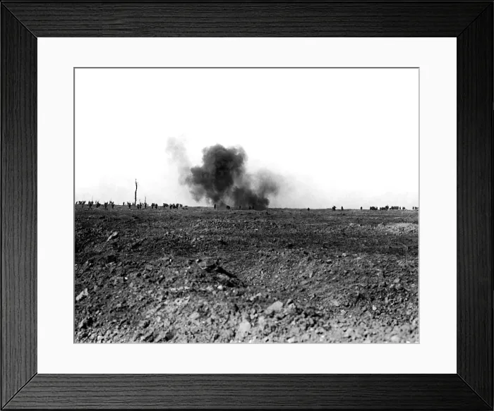 Framed Print : British troops caught in shelling, Western Front, WW1 Framed Print : British troops caught in shelling, Western Front, WW1