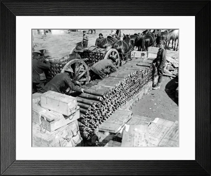 Framed Print : British troops loading up ammunition, Western Front, WW1 Framed Print : British troops loading up ammunition, Western Front, WW1