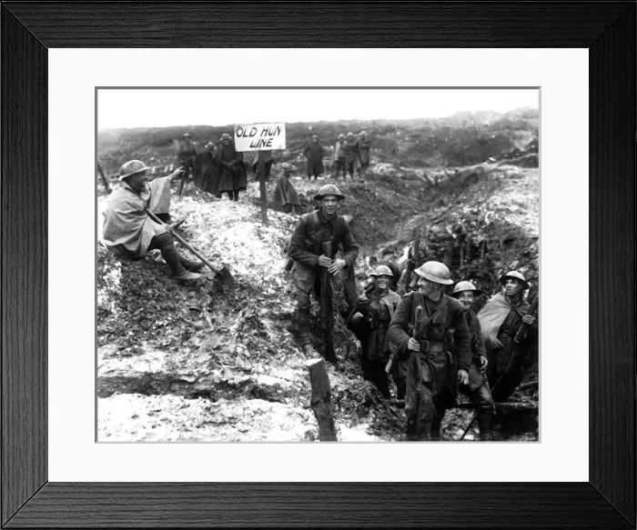 Framed Print : British soldiers in captured German trench, WW1 Framed Print : British soldiers in captured German trench, WW1