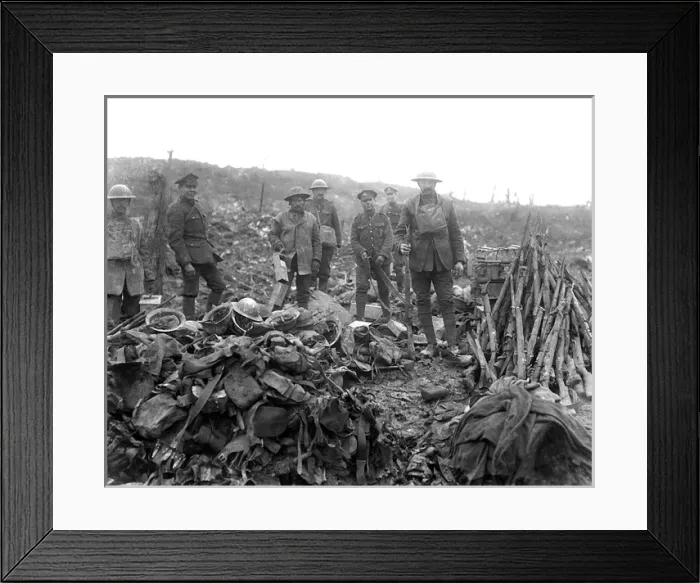 Framed Print : British soldiers salvaging near Bapaume, WW1 Framed Print : British soldiers salvaging near Bapaume, WW1