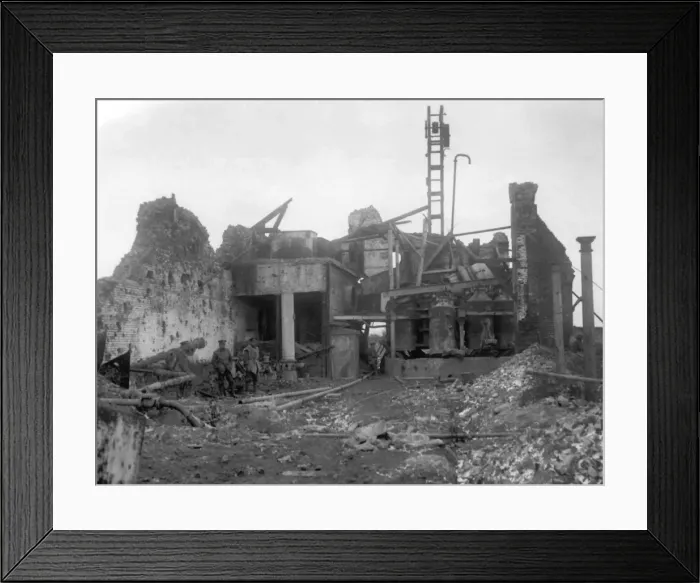 Framed Print : Ruined factory at Serre, Western Front, WW1 Framed Print : Ruined factory at Serre, Western Front, WW1