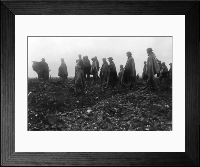 Framed Print : British troops watching shelling, Western Front, WW1 Framed Print : British troops watching shelling, Western Front, WW1