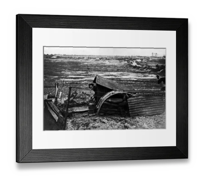 Framed Print : British soldier in dugout, Western Front, WW1 Framed Print : British soldier in dugout, Western Front, WW1