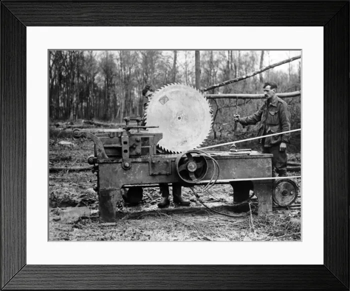 Framed Print : British soldiers at sawmill, Western Front, WW1 Framed Print : British soldiers at sawmill, Western Front, WW1