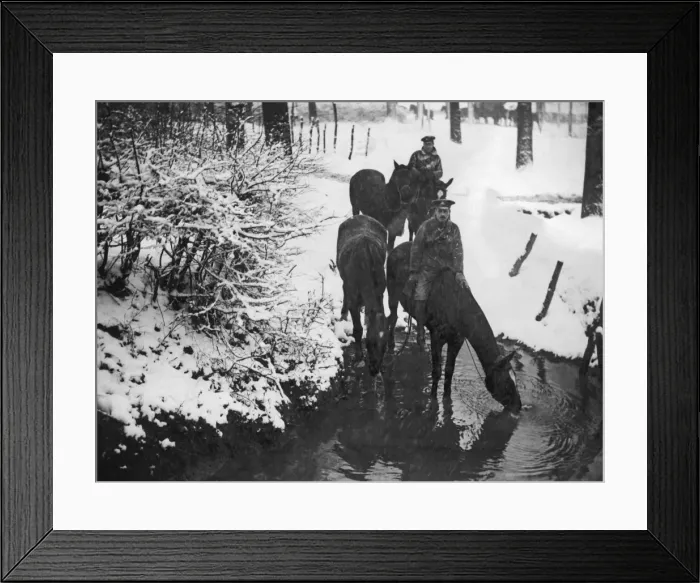 Framed Print : British soldiers on horseback in snow, Western Front, WW1 Framed Print : British soldiers on horseback in snow, Western Front, WW1