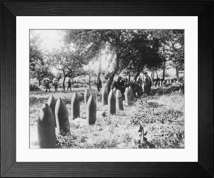 Framed Print : Big shells ready for firing, Western Front, WW1 Framed Print : Big shells ready for firing, Western Front, WW1