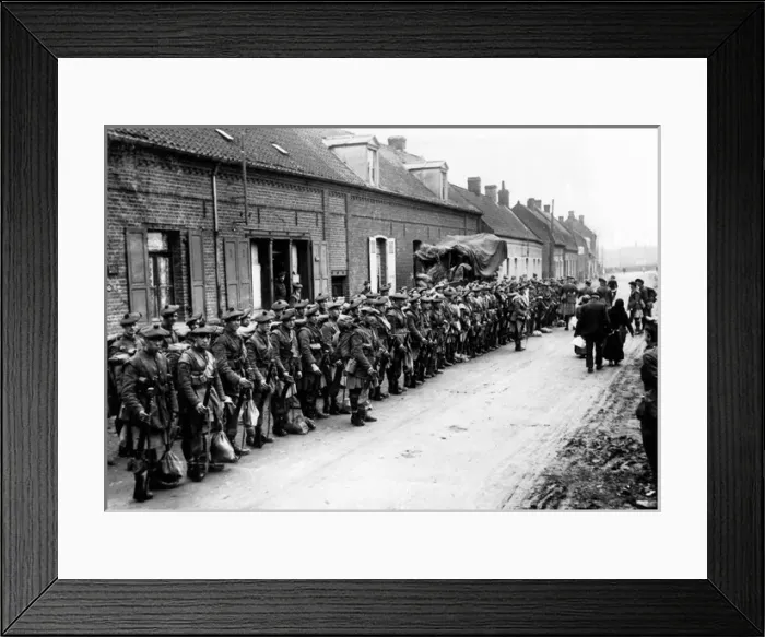Framed Print : Black Watch troops on parade, Western Front, WW1 Framed Print : Black Watch troops on parade, Western Front, WW1