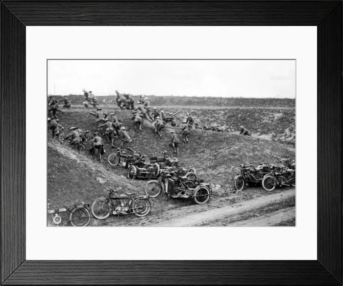 Framed Print : Motor machine guns taking cover, Western Front, WW1 Framed Print : Motor machine guns taking cover, Western Front, WW1