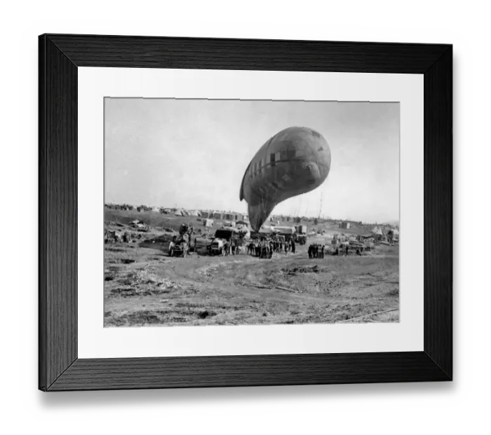 Framed Print : Observation balloon going up, Western Front, WW1 Framed Print : Observation balloon going up, Western Front, WW1