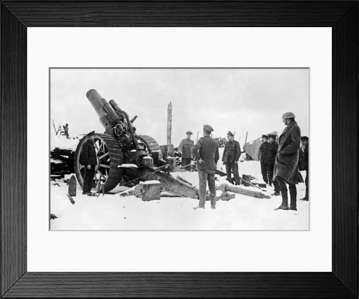 Framed Print : British heavy howitzer in snow, Western Front, WW1 Framed Print : British heavy howitzer in snow, Western Front, WW1
