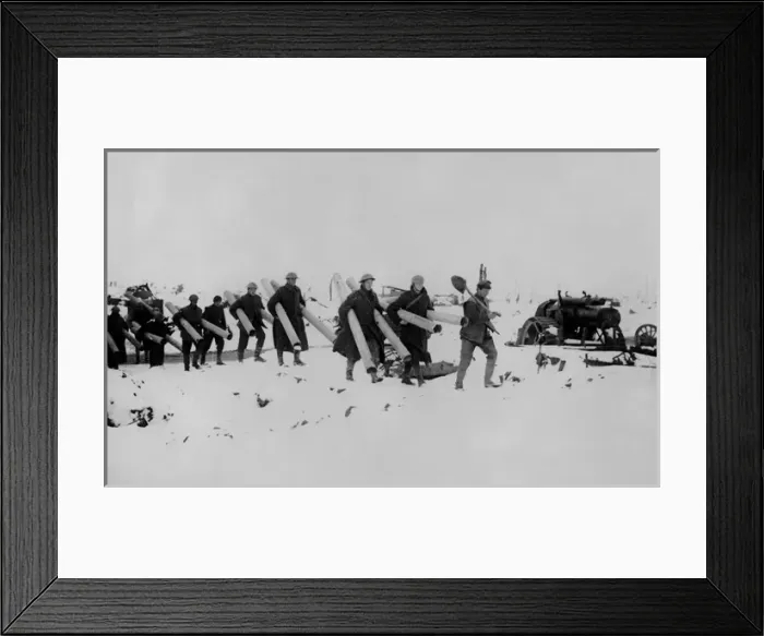 Framed Print : British working party in snow, Western Front, WW1