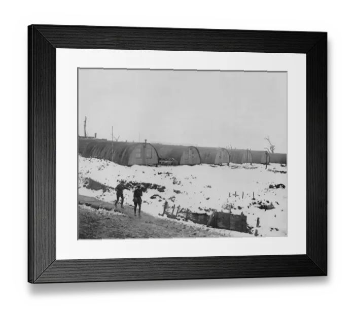 Framed Print : British Nissen hut camp, Western Front, WW1 Framed Print : British Nissen hut camp, Western Front, WW1