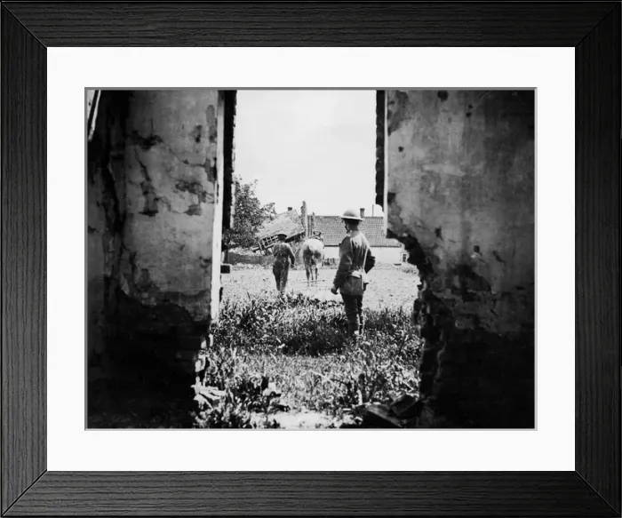 Framed Print : British soldier and French civilian, Western Front, WW1 Framed Print : British soldier and French civilian, Western Front, WW1